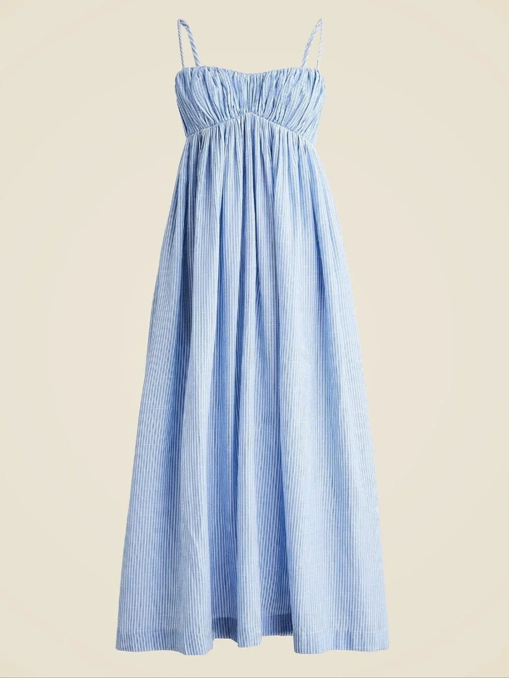 J. Crew Airy Gauze Empire-Waist Midi Dress Stripe Blue White Cotton Size 3X NWT